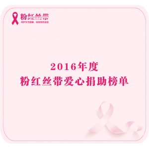 2016年度粉红丝带爱心捐助榜单